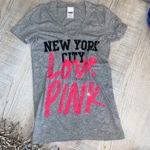NYC love pink v-neck top